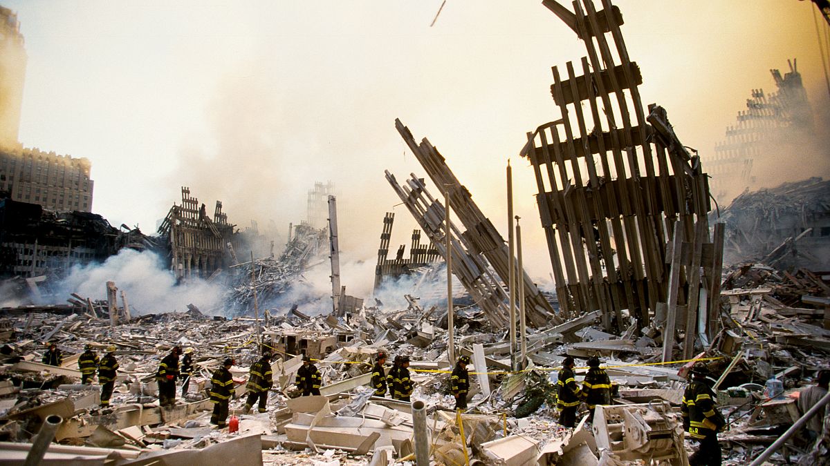 Image: The rubble surrounding the World Trade Center a day after the Septem