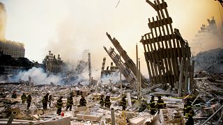 Image: The rubble surrounding the World Trade Center a day after the Septem