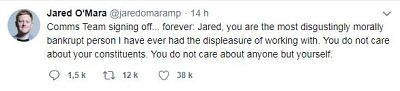 A screenshot of British MP Jared O\'Mara\'s tweet from July 23, 2019.