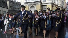 As communist relics collapse, the band continues to play