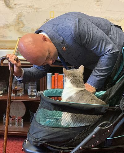 Delilah, who was freed from a government testing program, visits Rep. Brian Mast at the Capitol on July 25, 2019.
