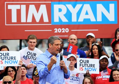 Rep. Tim Ryan, D-Ohio, launches his campaign as Democratic presidential candidate at a rally in Youngstown, Ohio, on April 6, 2019.