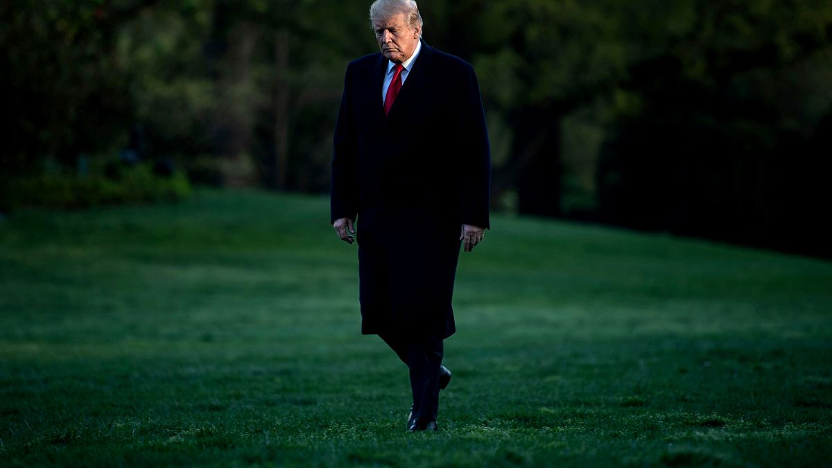 Image: President Donald Trump returns to the White House on April 15, 2019.