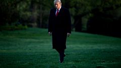 Image: President Donald Trump returns to the White House on April 15, 2019.