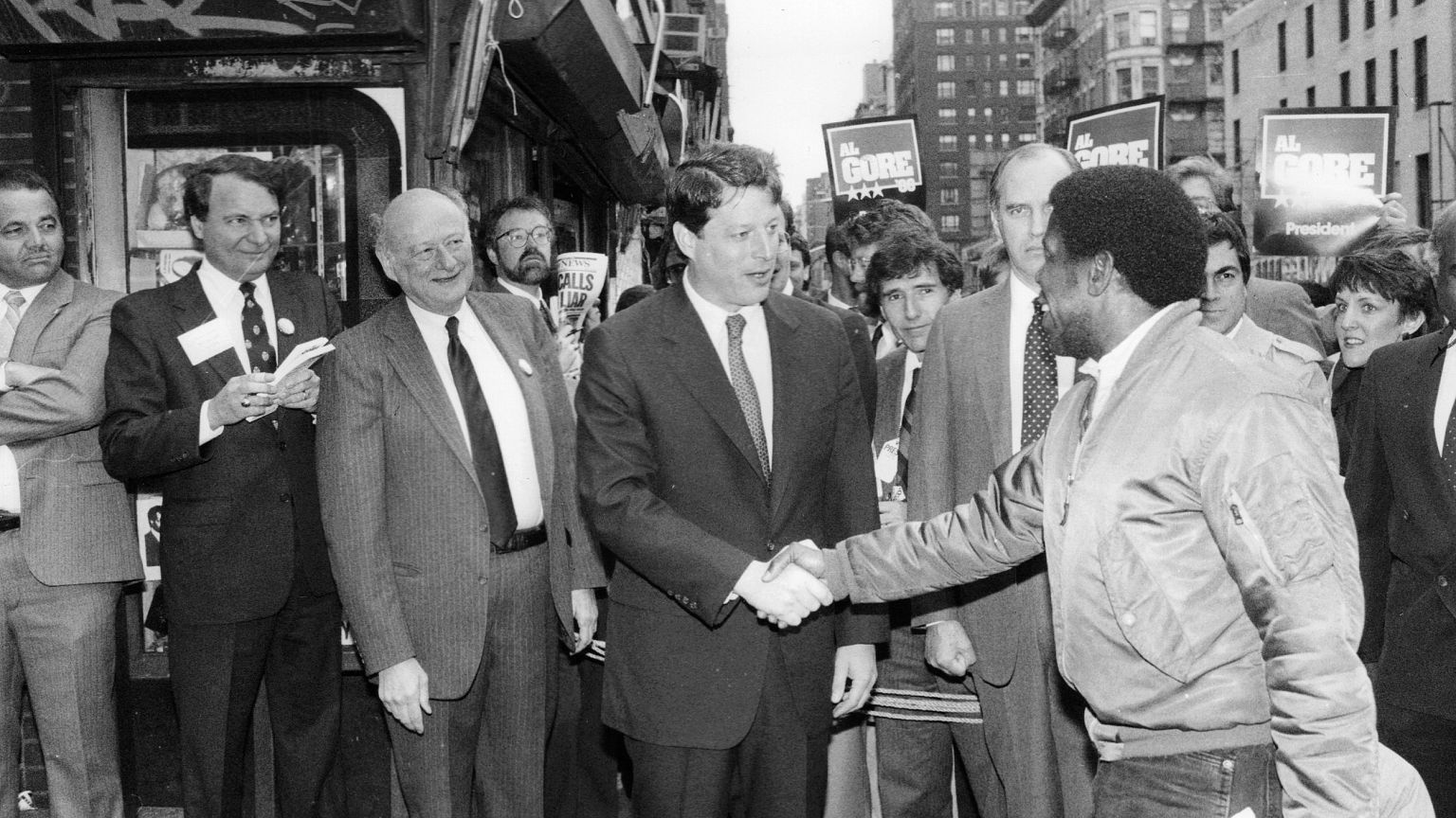 Image: New York City Mayor Ed Koch and Democratic presidential candidate Al