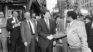 Image: New York City Mayor Ed Koch and Democratic presidential candidate Al