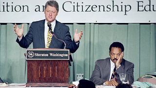 Image: Bill Clinton speaks at the "Rebuild America" conference held by Jess