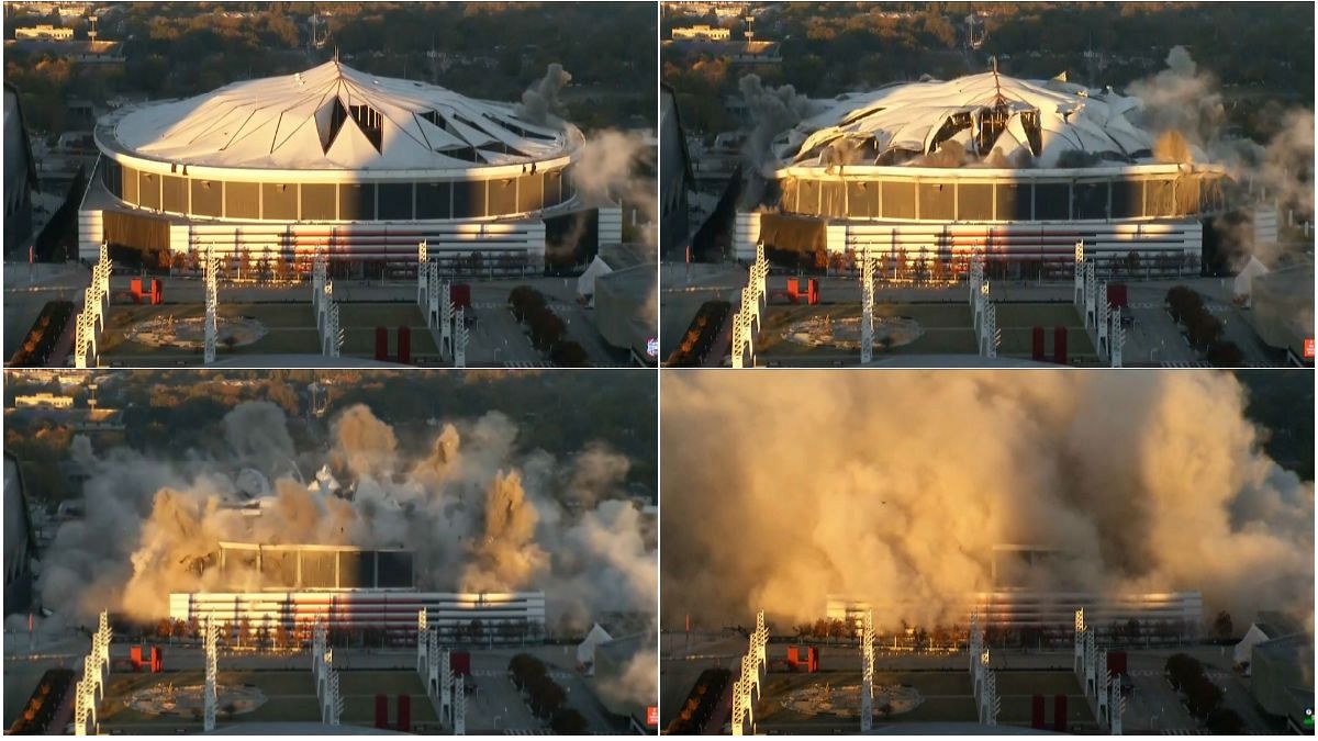 Watch: US football stadium blown up in controlled explosion