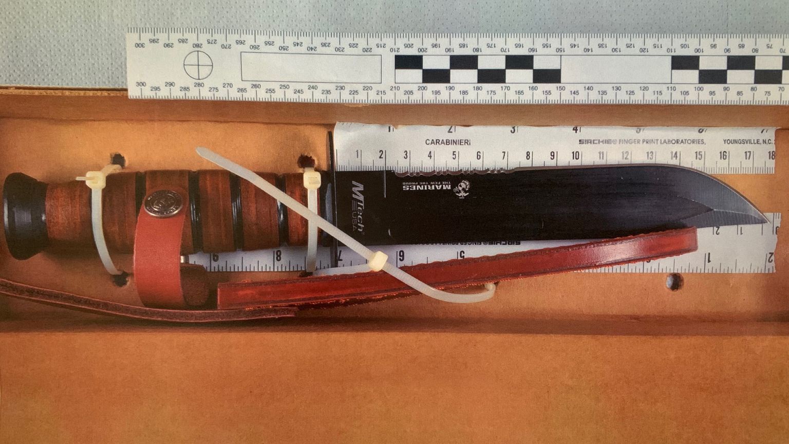 Image: A photo of the knife Italian police say American Finnegan Lee Elder 