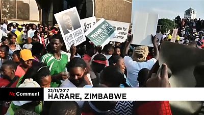 Miles de personas celebran la dimisión de Mugabe