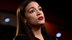 Image: Rep Alexandria Ocasio-Cortez, D-N.Y., at a news conference on Capito