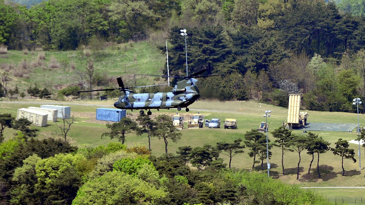 Image: A Terminal High Altitude Area Defense (THAAD) interceptor in Seongju