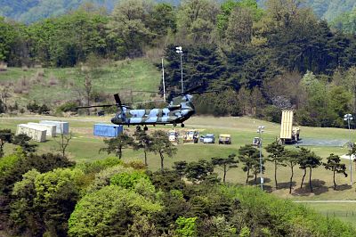 A Terminal High Altitude Area Defense (THAAD) interceptor in Seongju, South Korea