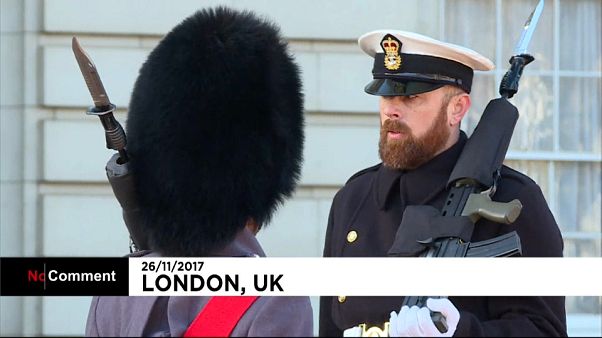 Marinos de la Royal Navy por primera vez en el cambio de guardia en Londres Marinos de la Royal Navy por primera vez en el cambio de guardia en Londres