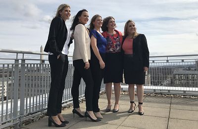 From left, Emily Pelphrey of Ohio, Valerie Mukherjee of Illinois, Anne Smith of Virginia, Angela Woods of Pennsylvania and Laura Ramirez Drain of Virginia.