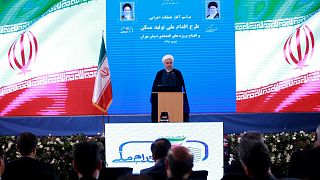 Image: Iranian President Hassan Rouhani speaks at a ceremony in Tehran on A