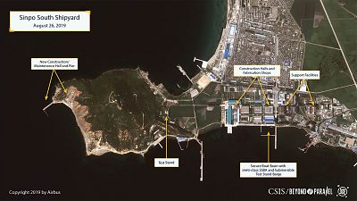 Overview of the Sinpo South Shipyard as seen on August 26, 2018.