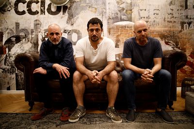 Co-creators of HBO series "Our Boys," Hagai Levi, Tawfik Abu Wael, and Joseph Cedar.