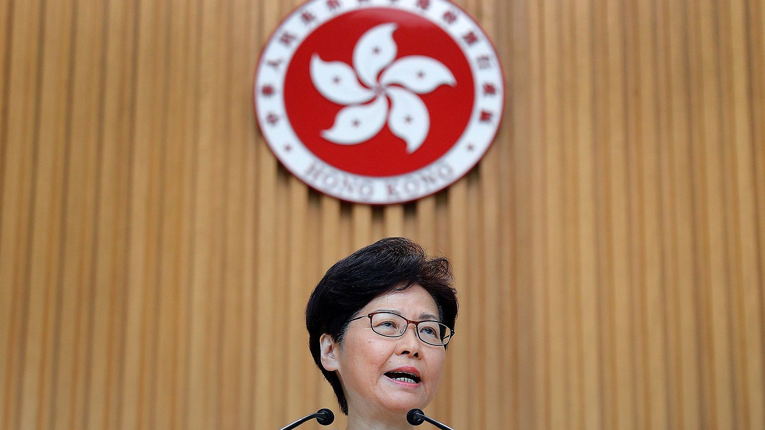 Image: Hong Kong's Chief Executive Carrie Lam holds a news conference in Ho