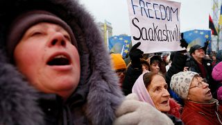 جانب من المظاهرة المطالبة بإطلاق سراح ساكاشفيلي في العاصمة أوكرانيا