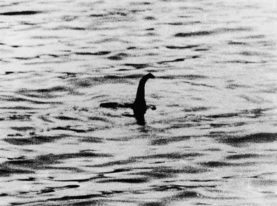 A shadowy shape that some people believe is a photo of the Loch Ness monster from April 19 1934.