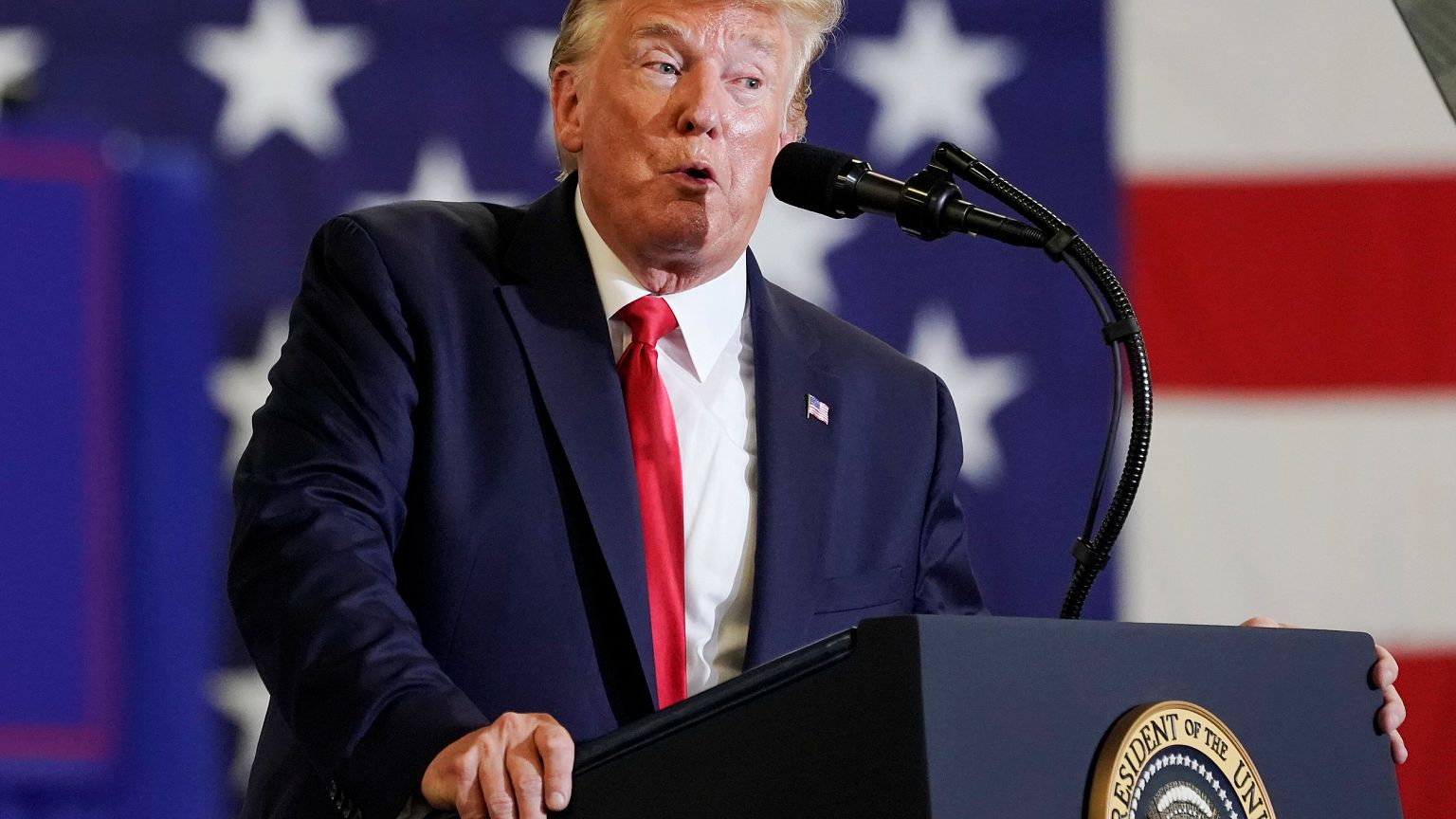Image: President Donald Trump holds a campaign rally in Fayetteville