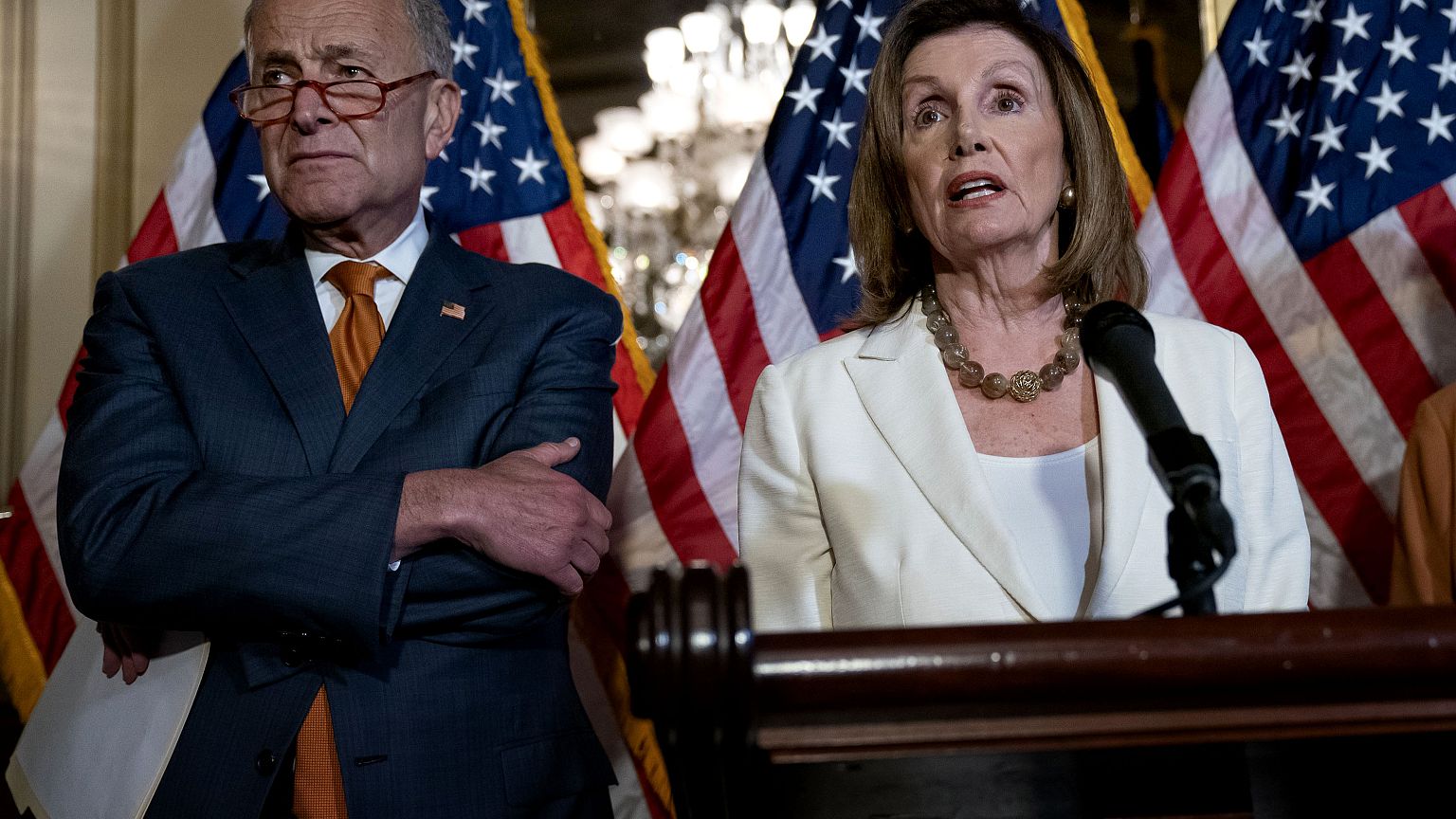 Image: Senate Minority Leader Chuck Schumer and Speaker of the House Nancy 