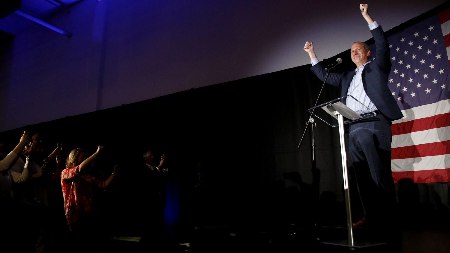 Image: Dan Bishop celebrates after winning a North Carolina 9th Congression