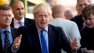 Image: British Prime Minister Boris Johnson visits Doncaster Market on Sept