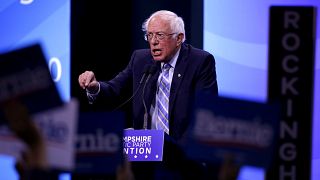 Image: Sen. Bernie Sanders, I-VT, speaks at the New Hampshire State Democra