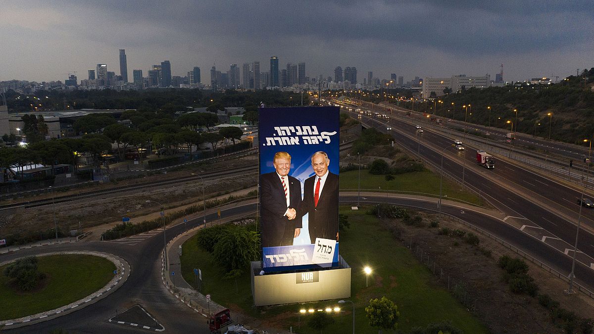 Image: A massive election campaign billboard of the Likud party shows Israe
