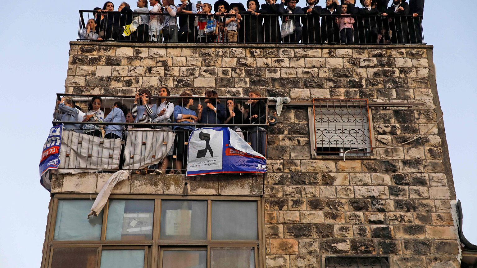 Image: Ultra Orthodox Jews at an election campaign rally