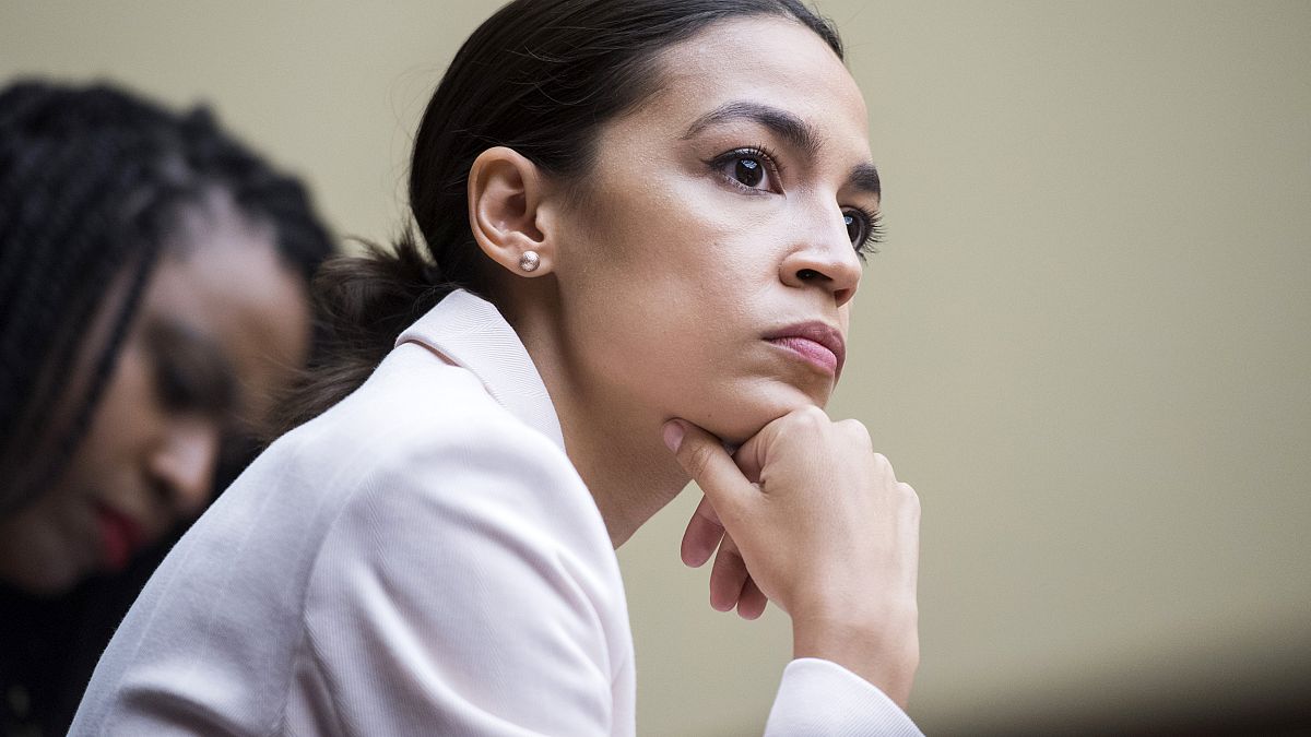 Image: Rep. Alexandria Ocasio-Cortez, D-NY, during a House Oversight and Re