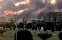 Image: Smoke rises from a fire at the Aramco factory in Saudi Arabia on Sep