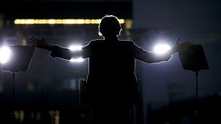 Image: Sen. Elizabeth Warren, D-Mass., speaks at a presidential campaign ra