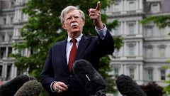 Image: National Security Adviser John Bolton speaks to reporters at the Whi
