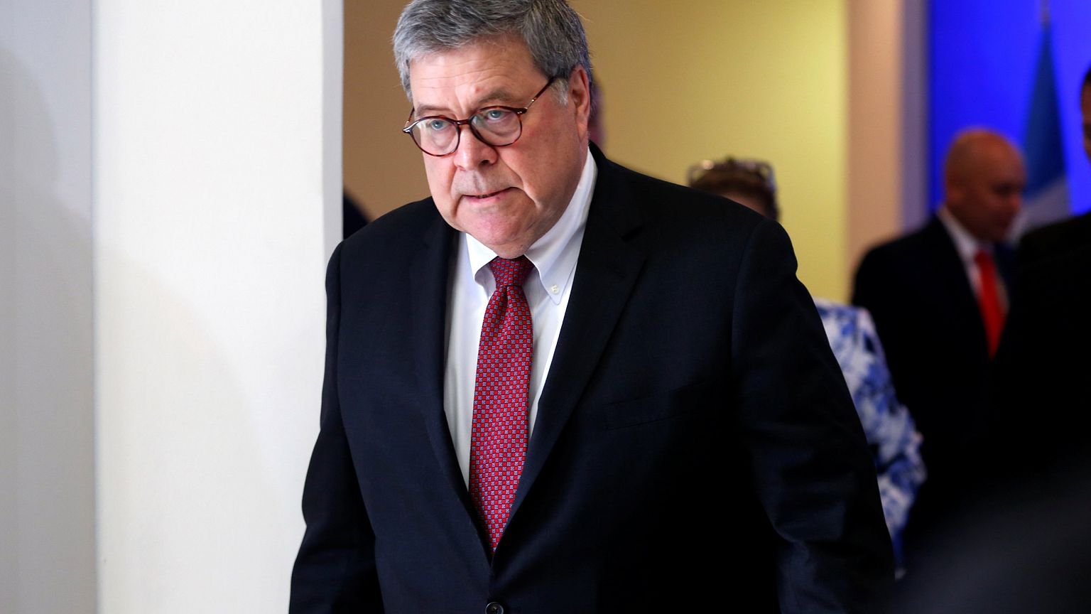 Image: Attorney General William Barr leaves after a meeting with Attorney G