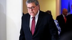 Image: Attorney General William Barr leaves after a meeting with Attorney G