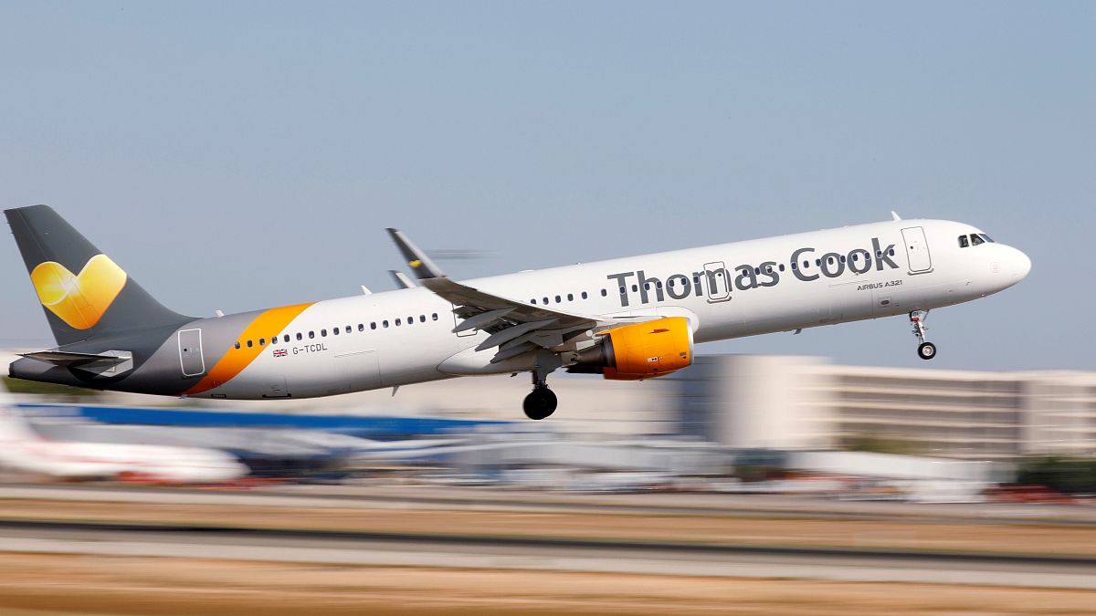 Image: FILE PHOTO: A Thomas Cook Airbus A321 airplane takes off at the airp