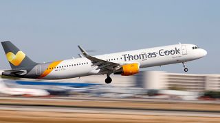 Image: FILE PHOTO: A Thomas Cook Airbus A321 airplane takes off at the airp