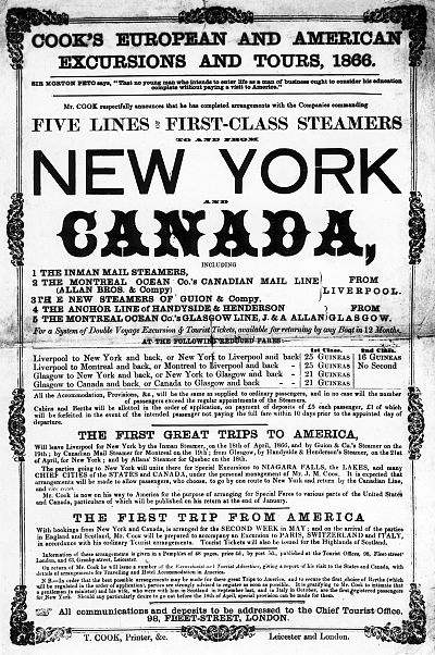 Thomas Cook travel agency poster from 1866
