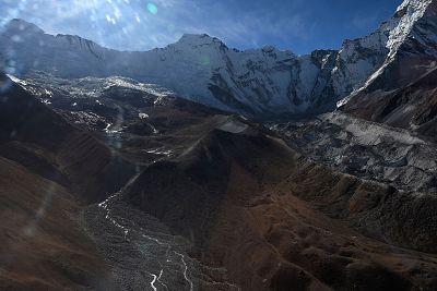 The report found that glaciers like this one in Nepal could shrink dramatically if emissions do not fall, hitting water supplies across a swathe of Asia. 