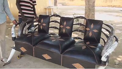 Cameroon Artisan makes chairs from cow horns