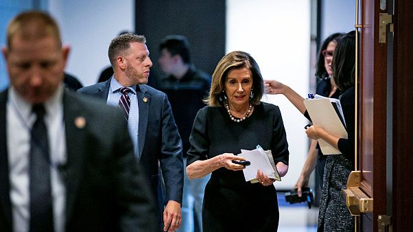 Image: U.S. House Speaker Nancy Pelosi (D-CA) arrives during a news confere Image: U.S. House Speaker Nancy Pelosi (D-CA) arrives during a news confere