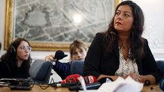 Image: French journalist Sandra Muller gives a press conference in Paris.