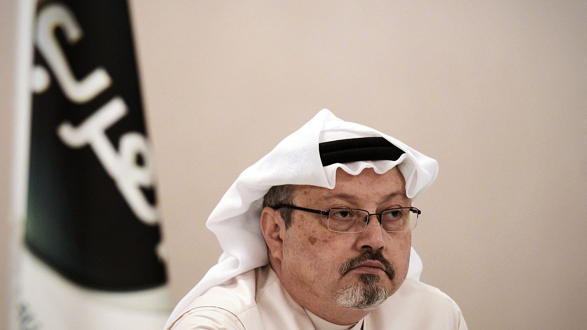 Image: Jamal Khashoggi looks on during a press conference in the Bahraini c