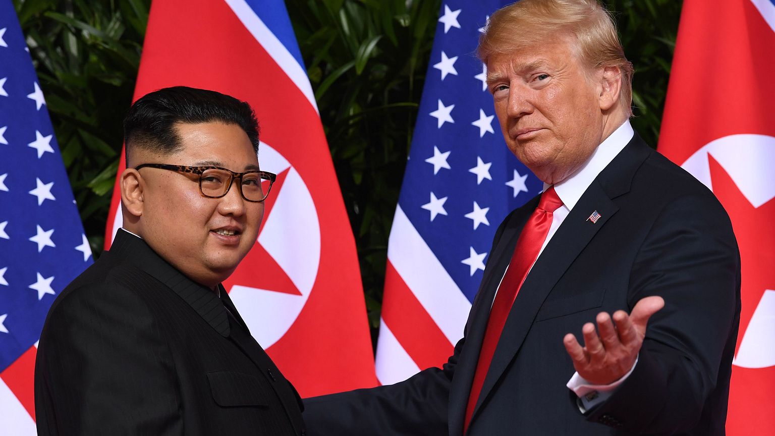 Image: President Donald Trump meets with North Korea's leader Kim Jong Un a