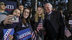 Image: Democratic presidential candidate Sen. Bernie Sanders, I-Vt., takes 