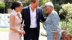 Image: Britain's Prince Harry and his wife Meghan