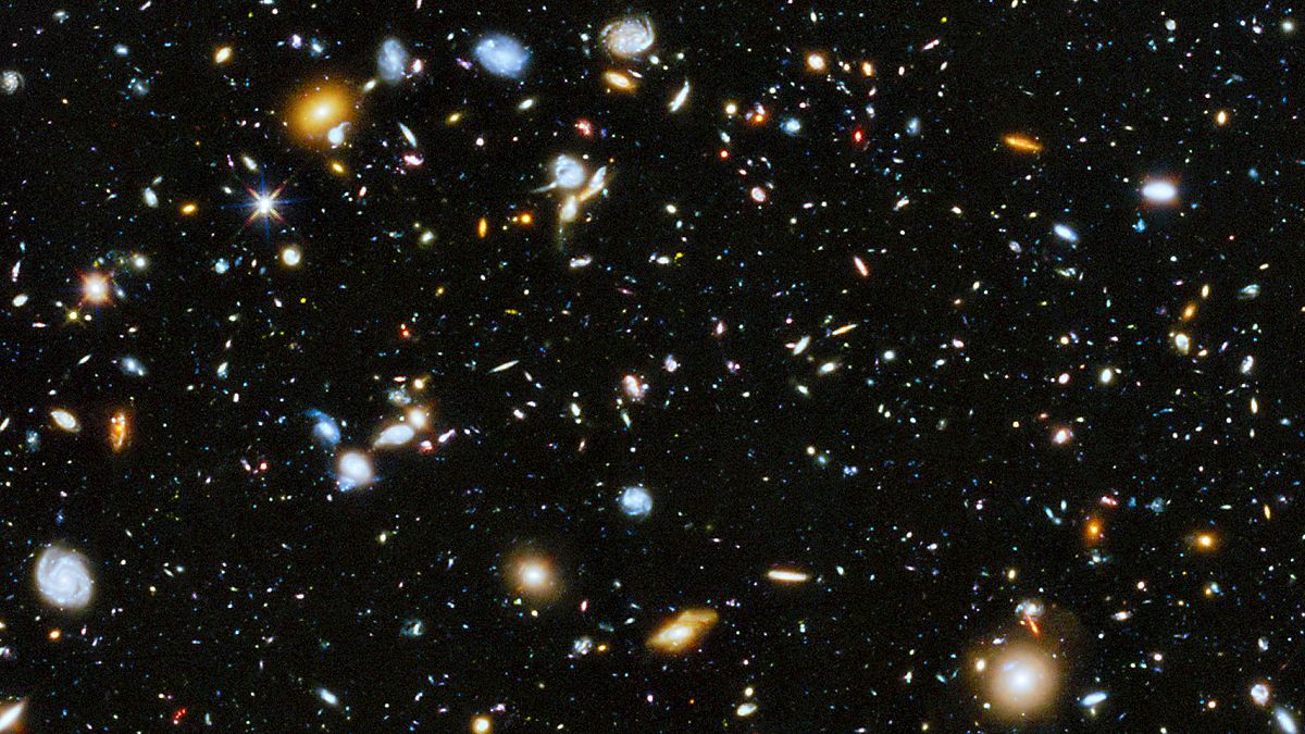 Image: A view of the distant universe produced by the Hubble Space Telescop